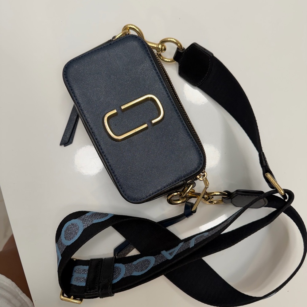 Marc Jacobs Black Crossbody Bag with Gold Accents